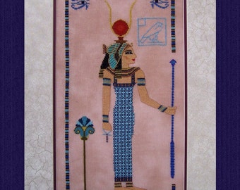 Hathor, Lady of Turquoise! Counted Cross Stitch Instant Download Pattern. Counted Embroidery Chart. X Stitch Ancient Egyptian Goddess Design