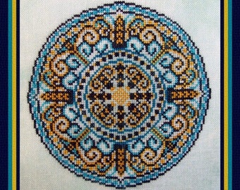 Cross Stitch Instant Download Pattern Emperor's Jewel Counted Embroidery Chart Ornamental Mini Mandala Geometric Rosette Medallion X Stitch