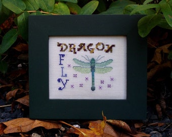 Counted Cross Stitch Instant Download Pattern "Dragonfly" Chart Wings Whimsical X Stitch Spring Summer. DIY Home Decor. Counted Embroidery