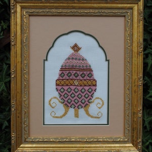 Cross Stitch Instant Download Pattern Pink Elegance Counted Embroidery Chart. Ornamental Decorative Egg Design Easter Holiday X Stitch image 1