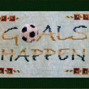 Counted  Cross Stitch Instant Download Sports Pattern &quot;Goals Happen&quot;. Inspirational Design. Soccer Futbol Football Ball. X Stitch.