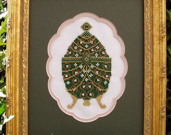 Cross Stitch Instant Download Pattern "Cherished Emerald" Counted Embroidery Chart Ornamental Decorative Egg Design X Stitch DIY Home Decor