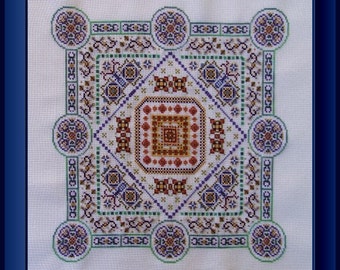 Mandala Punto de Cruz Patrón de Descarga Instantánea Ruta de la Seda Alara! Cuadro de bordado contado. Puntada en X con cuentas decorativas geométricas ornamentales