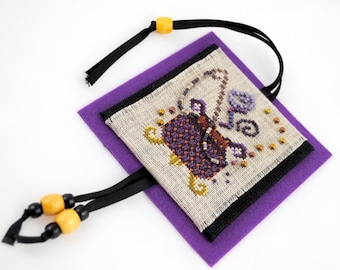 Halloween Cross Stitch Instant Download PDF Pattern Bubbly Potion Ornament. Cauldron Counted Embroidery. Beaded Cauldron X Stitch