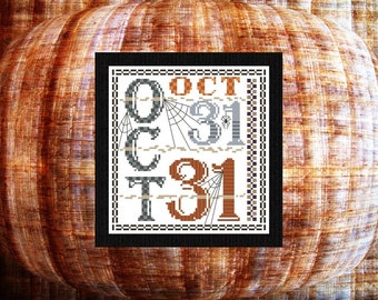 Oct 31 Halloween October Autumn Sampler Instant Download PDF Pattern for Counted Cross Stitch, Counted Embroidery Design, X Stitch
