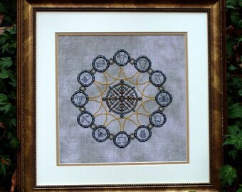 Western Zodiac! Counted Cross Stitch Instant Download PDF Pattern. Counted Embroidery Chart. Astrology Astrological Sign Design. X stitch.