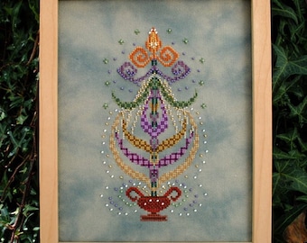 Cross Stitch Instant Download Pattern "Spring Dance" Counted Embroidery Chart. Spring Ornamental Design. X Stitch. DIY Home Decor