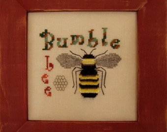 Whimsical Cross Stitch Instant Download PDF Pattern "Bumble Bee" Counted Embroidery Design X Stitch Spring Summer DIY Home Decor