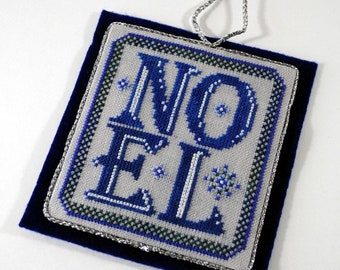 Christmas Cross Stitch Ornament Blue NOEL Instant Download PDF Pattern Holidays Yule Counted Embroidery Design Chart X Stitch