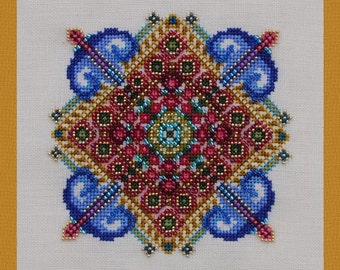 Cross Stitch Christmas Ornament Instant Download PDF Pattern Winter Flowers Holidays Counted Embroidery Design Geometric Mandala X Stitch