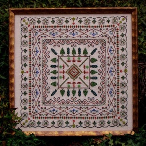 Cross Stitch Garden Sampler Mandala Instant Download Pattern Whispering Grounds! Counted Embroidery Chart. Ornamental Garden Design X stitch