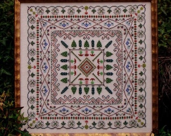 Cross Stitch Garden Sampler Mandala Instant Download Pattern Whispering Grounds! Counted Embroidery Chart. Ornamental Garden Design X stitch
