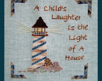 Cross Stitch Instant Download Pattern "A Child's Laughter" Counted Embroidery Chart. Baby Newborn Nursery Design. Proverb Sentiment X Stitch