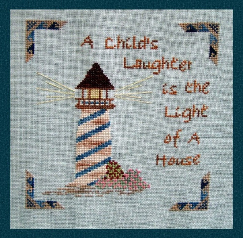 Cross Stitch Instant Download Pattern A Child's Laughter Counted Embroidery Chart. Baby Newborn Nursery Design. Proverb Sentiment X Stitch image 1