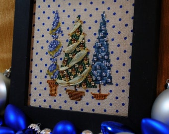 Christmas Cross Stitch Instant Download PDF Holiday Design "Tree Trio" Counted Embroidery Chart X Stitch Pattern Yule X Mas Noel  Holidays