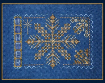 Point de croix Téléchargement instantané motif hiver. Tableau de broderie compté par échantillonneur. Noël flocon de neige. Graphismes et dessins turquoise. Point X