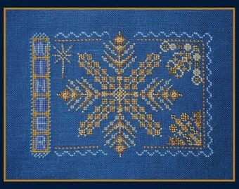 Cross Stitch Instant Download Pattern Winter. Sampler Counted Embroidery Chart. Snowflake Christmas. Turquoise Graphics & Designs. X Stitch