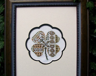 Cross Stitch Instant Download Pattern "Rare Clover" Counted Embroidery Chart. Clover Design. St Patrick's. Ornamental. Beginner X Stitch.