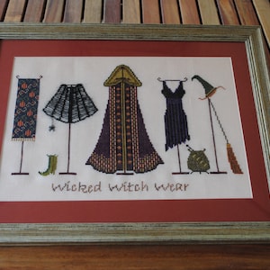 Halloween Cross Stitch &quot;Wicked Witch Wear&quot; Instant Download Pattern. Counted Embroidery Design. All Hallows Eve X Stitch October Autumn Fall