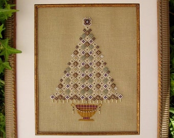 Christmas Cross Stitch Instant Download PDF Pattern Yule Tree Counted Embroidery Design Holidays X Stitch Elegant Beaded Tree DIY Home Decor