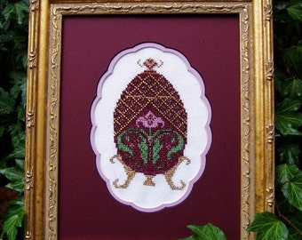 Cross Stitch Instant Download Pattern "Crimson Treasure" Counted Embroidery Chart Ornamental Decorative Egg Design Easter Holiday X Stitch