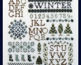 Christmas Cross Stitch Instant Download Pattern Mini Winter Sampler Counted Embroidery X Stitch Chart Alphabet Letters Initials Monogram