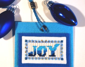 Christmas Cross Stitch Ornament PDF Pattern Blue Joy. XMas XStitch.  Counted Embroidery Chart Yule Holidays DIY Home Decor. Instant Download