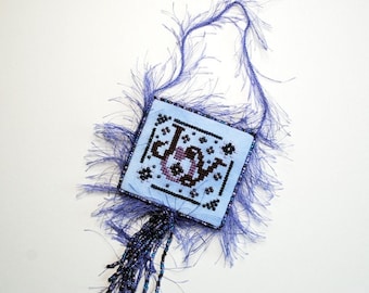 Christmas Cross Stitch Ornament Winter Joy Instant Download PDF Purple Pattern Holidays Yule Counted Embroidery Design Chart X Stitch