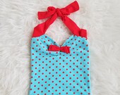 Aqua Red polka dot Retro one piece girls swimsuit sizes 2-12