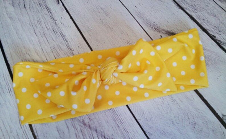 Yellow and White Polka Dot Headband