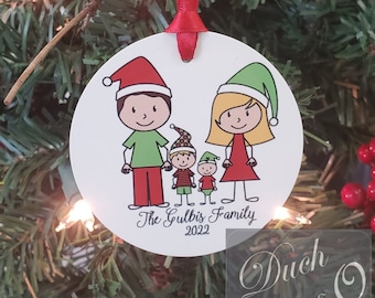 Personalized Family Ornament including pets! (One Single (Single sided) Ornament)