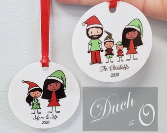 Customized Family Ornament Dark Skin Tones (One Single (Single sided) Ornament)