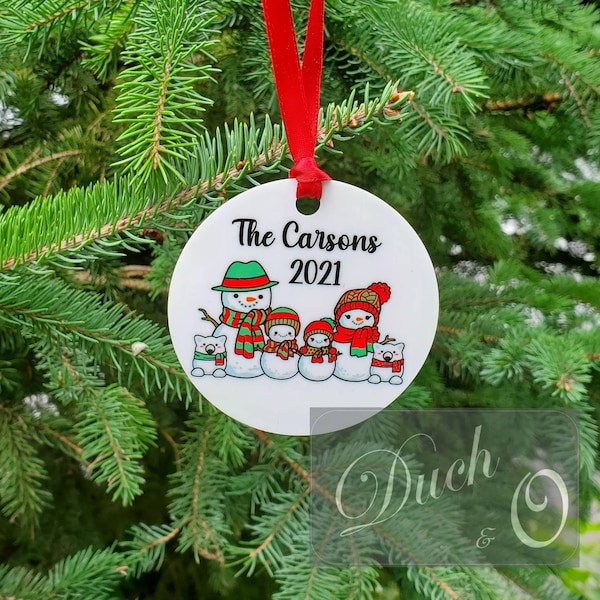 Customized Family Ornament (One Single (Single sided) Ornament) - Snow People Family
