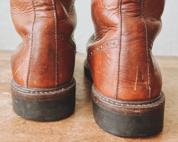 Cole Haan Brown Leather Boots with Lace-Up Design COLE HAAN Size 9.5 Brown Perforated Leather Wingtip Ankle  main image 4
