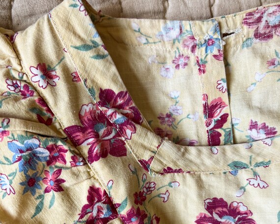 1930's Floral Print Cotton Dress || Yellow Ruffle… - image 7