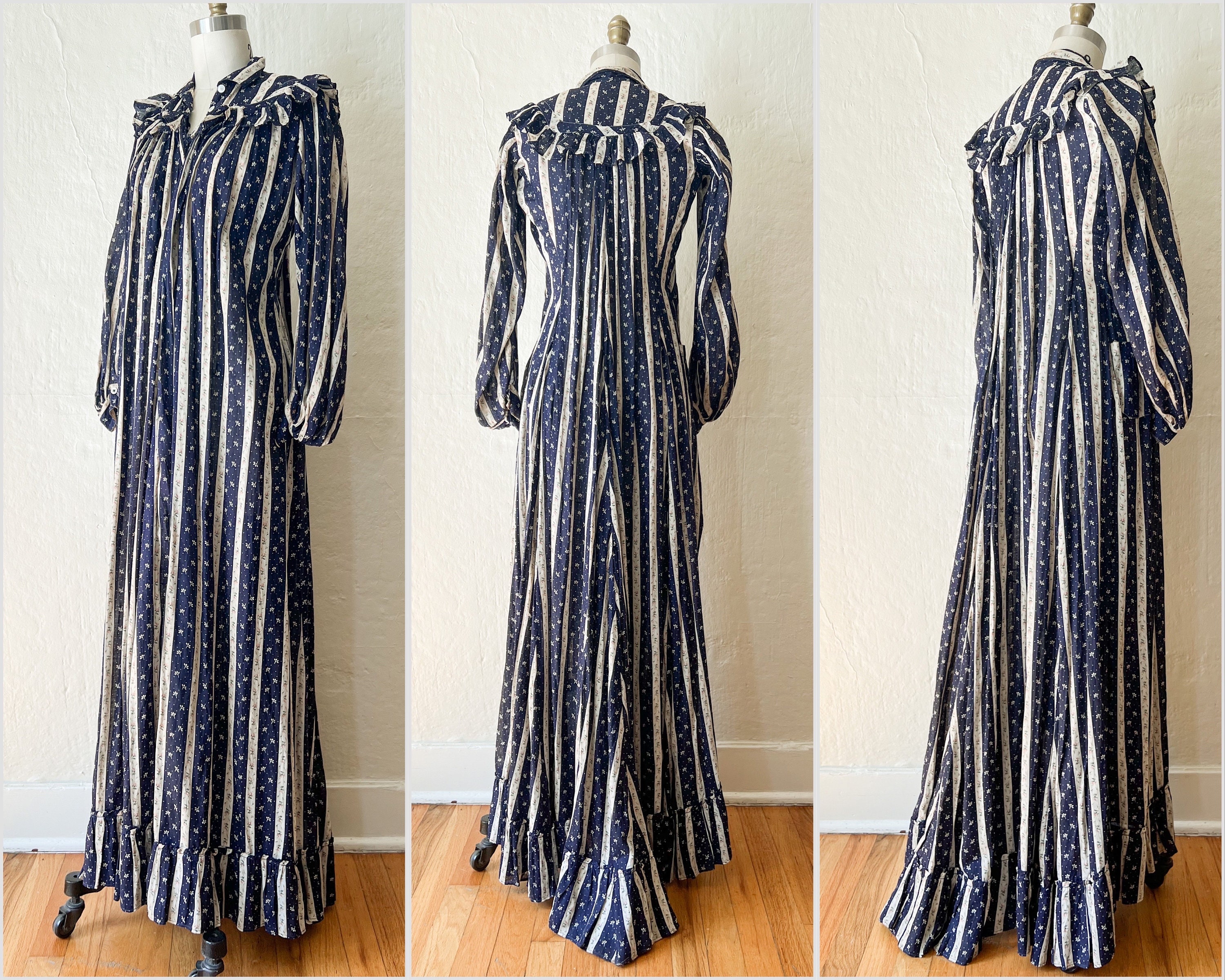 Vintage 1900's Blue Calico Prairie Workwear Cotton Rare