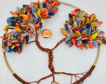 Árbol de la Vida de 20 cm para colgar en la pared: técnica mixta de alambre y vidrio (20 cm)