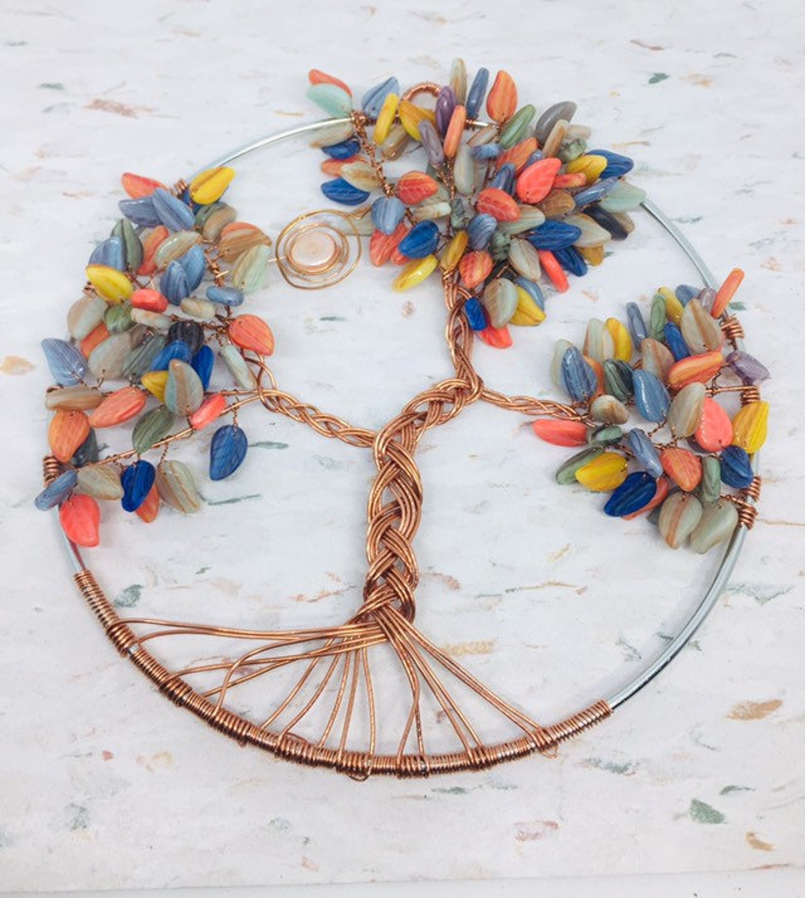 Beaded Tree of Life 7.5 Inch Wall Hanging With Marbled Colored - Etsy