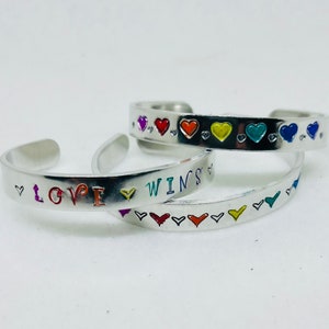 PRIDE bracelets, Hand Stamped Message/Quotation Cuff Bracelet. Aluminum bracelets. Commemorate a date, a saying or a feeling.