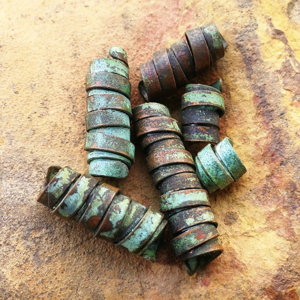 Green Patina Copper Dread Beads, Loc Beads, Customizable, Made to Order