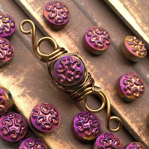 Czech Glass Dread Bead, Loc Jewelry, Purple Gold, Made to Order, Please Read Item Details