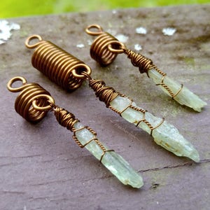 Green Kyanite Dread Beads, Loc Jewelry, Set of 3, Made to Order, Please Read Item Details
