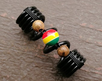 Striped Rasta Loc Jewelry, Dread Bead, Made to Order, Please Read Item Details