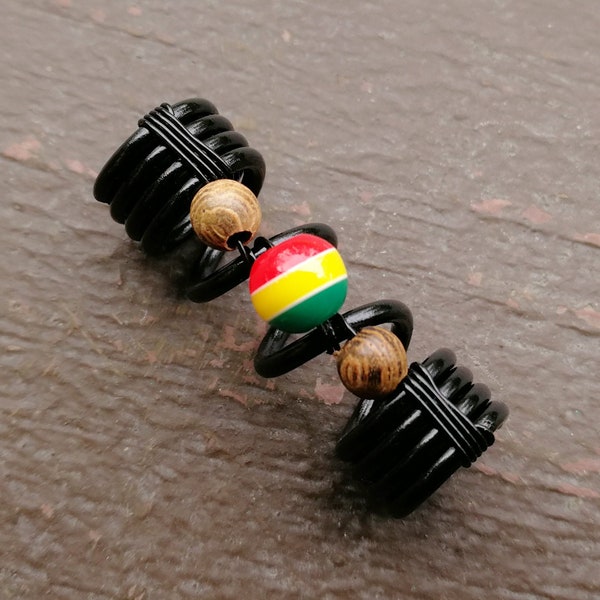 Striped Rasta Loc Jewelry, Dread Bead, Made to Order, Please Read Item Details