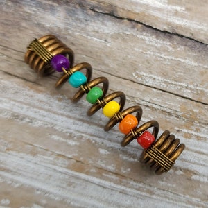 Rainbow Pride Dreadlock Bead, Loc Jewelry, Customizable, Made to Order