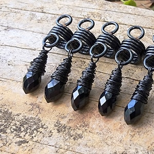 Black Glass Loc Beads, Set of 5, Made to Order, Please Read Item Details