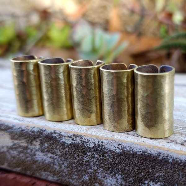 Textured Raw Brass Hair Cuffs, Set of 5, Loc Jewelry, Dread Jewelry, Made to Order