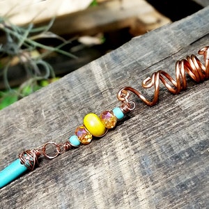 Dreadlock Bead, Loc Jewelry, Yellow and Turquoise, Customizable, Made to Order, Please Read Item Details image 4