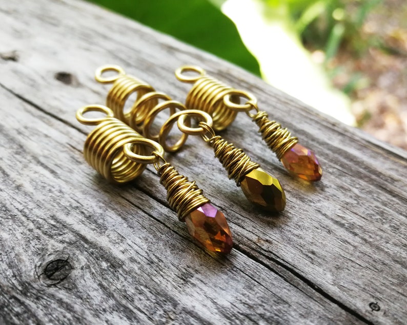 Set of 3 Amber Gold Glass Loc Beads