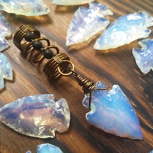 Opalite Glass Arrowhead Loc Jewelry, Made to Order, Customizable